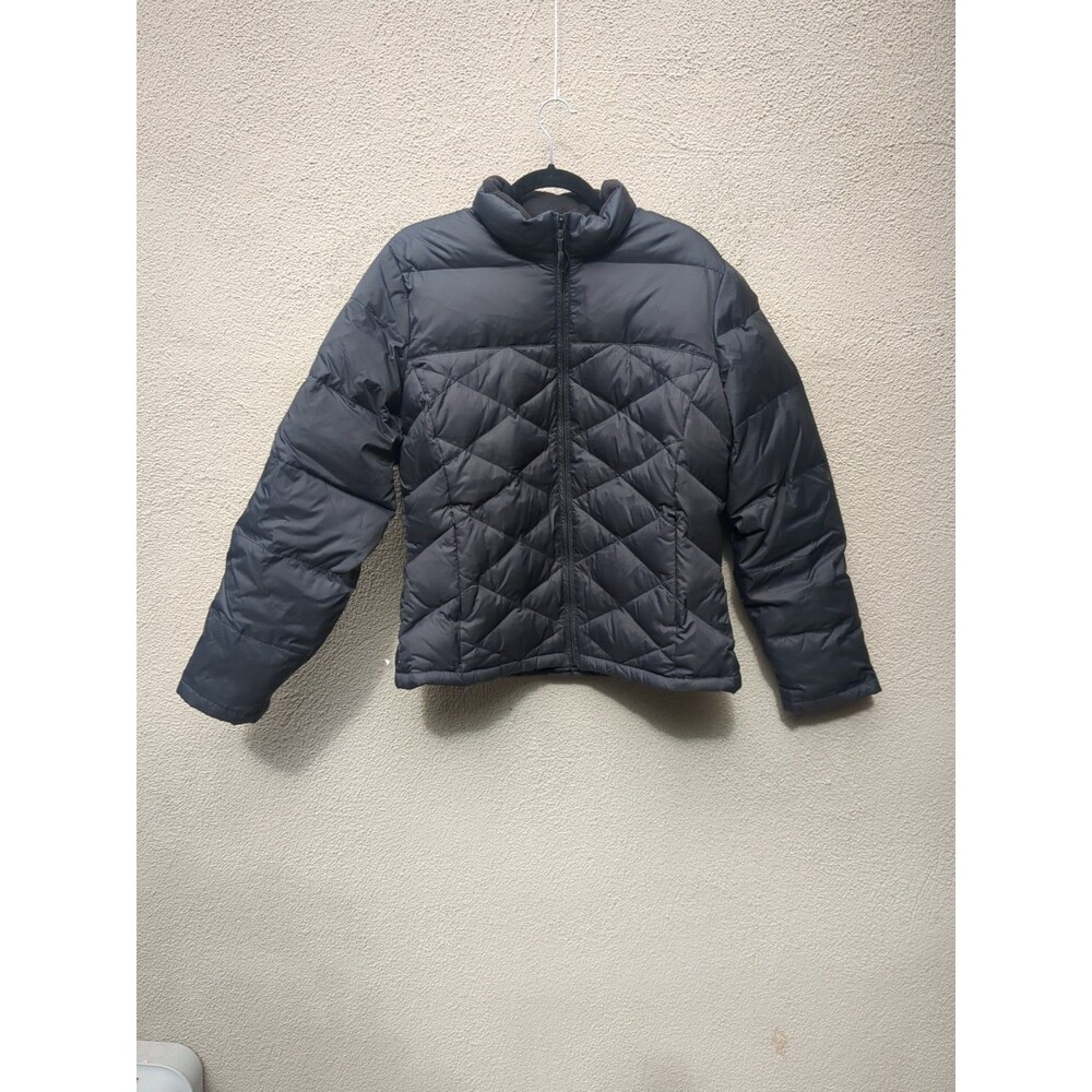 Vintage Eddie Bauer Puffer Jacket Unisex LG Black Goose Down Nylon Winter Chores
